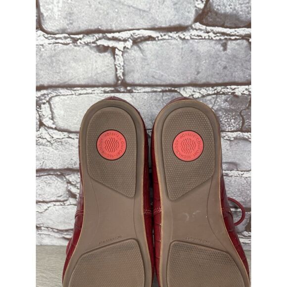 Fitflop Red Croco Leather Lace Up Comfort Oxfords Shoes Women Sz 7M US/38EU - Picture 12 of 16